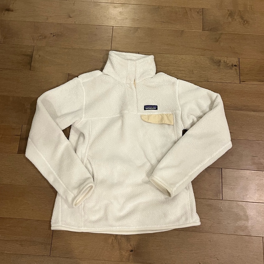 Patagonia Fleece Quarter Zip Pullover Jacket Ivory/White